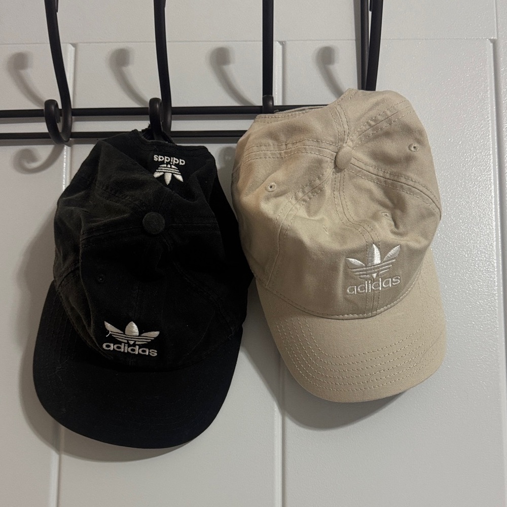 Adidas Black and Cream Caps